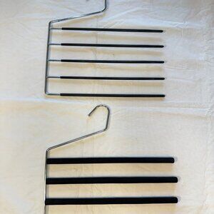 Pants Hangers Metal Space Saving 5 Tier Non-Slip Open End Closet Organizer 2-pk